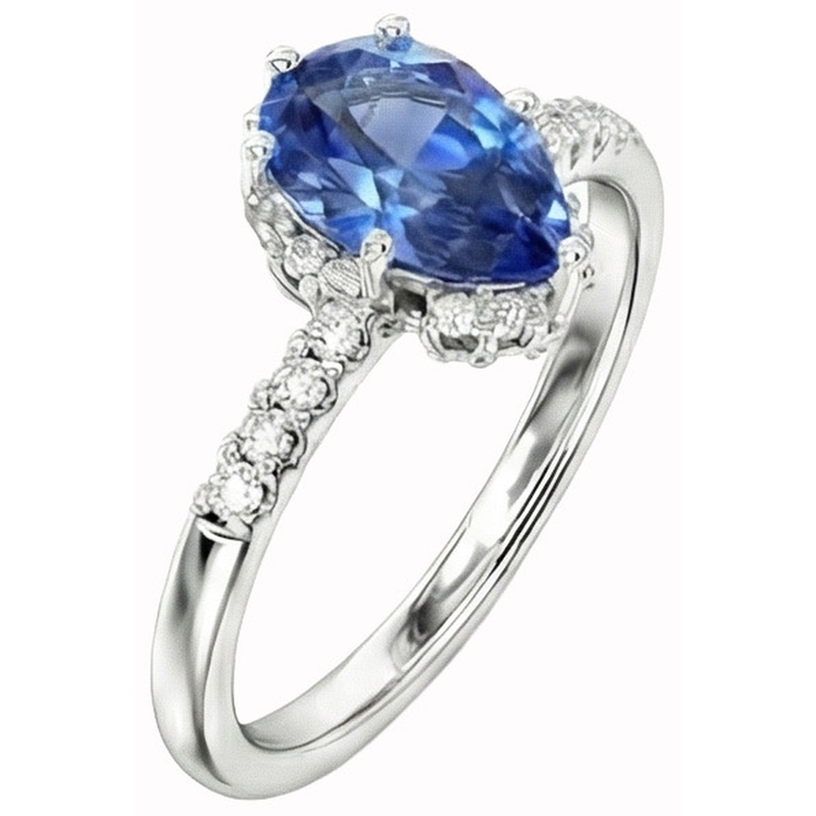 naturel pear diamant 4carats bague détail rapproché