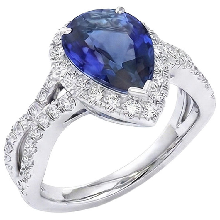 naturel pear diamant 6.50carats bague angle de côté