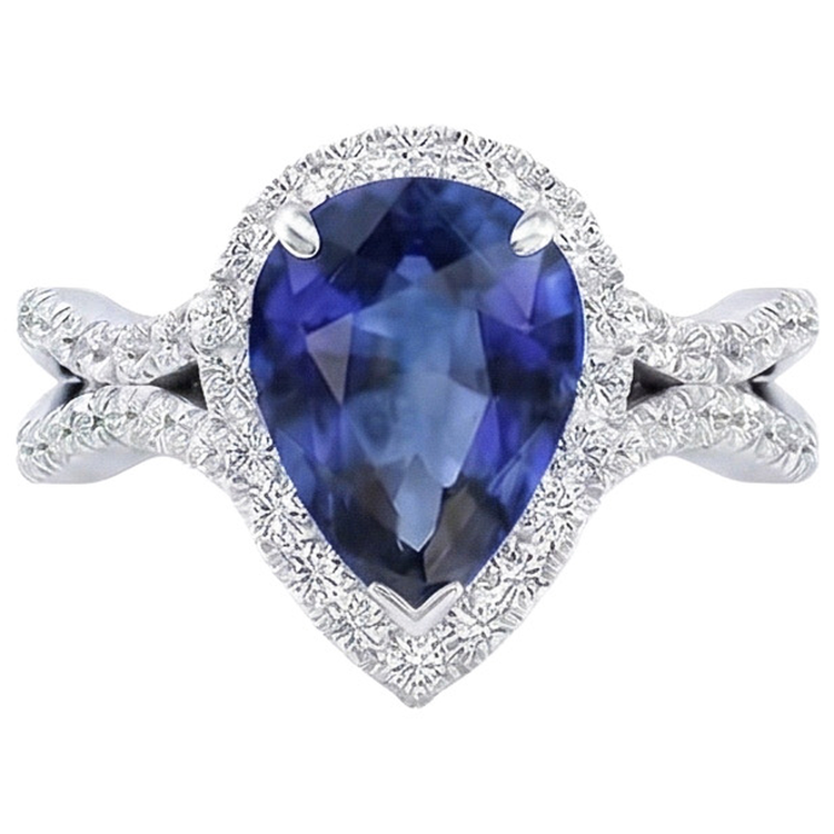 naturel pear diamant 6.50carats bague détail rapproché