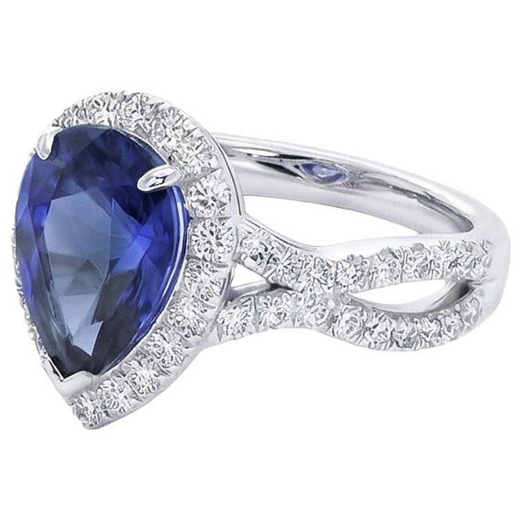 naturel pear diamant 6.50carats bague vue de dessus