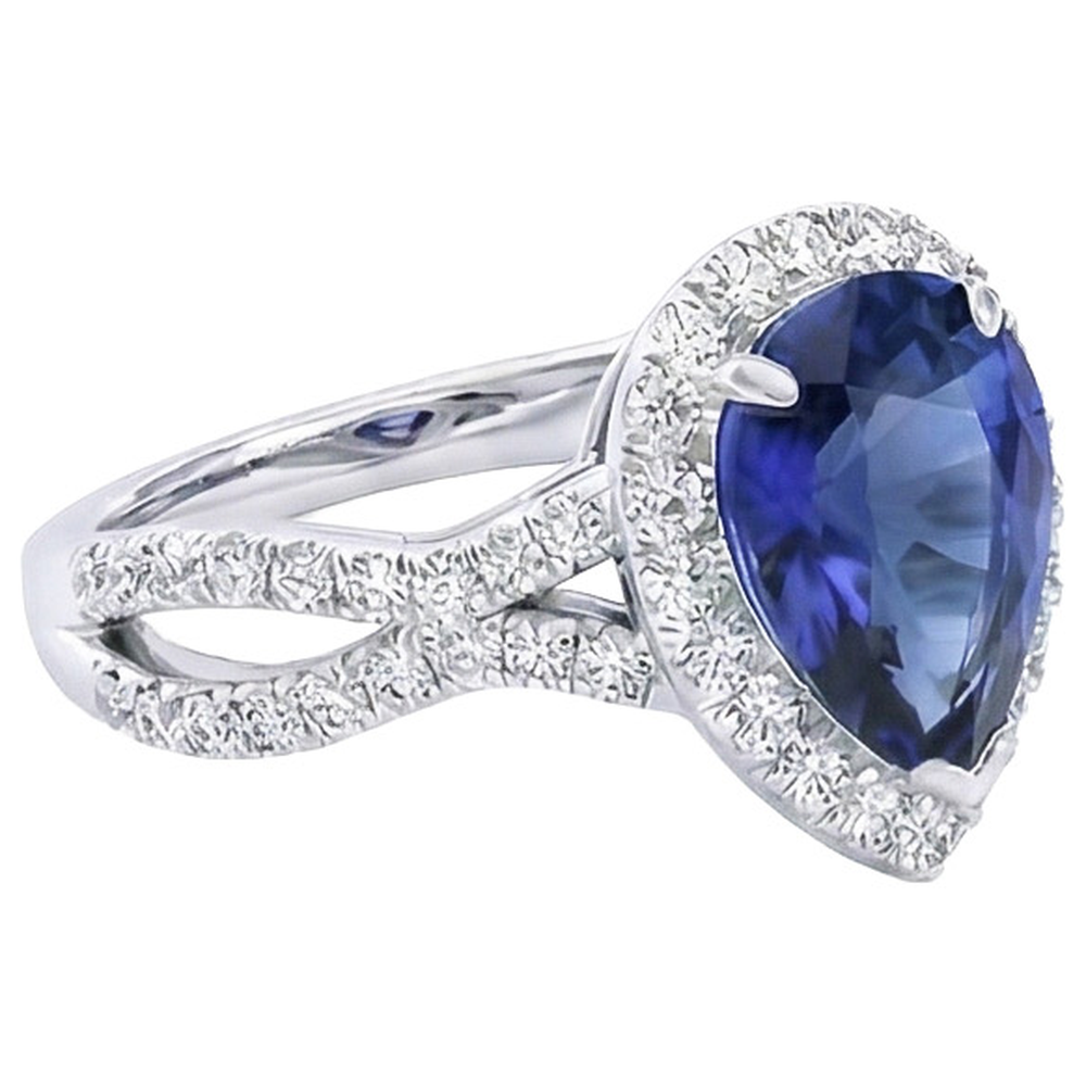 naturel pear diamant 6.50carats bague vue de profil