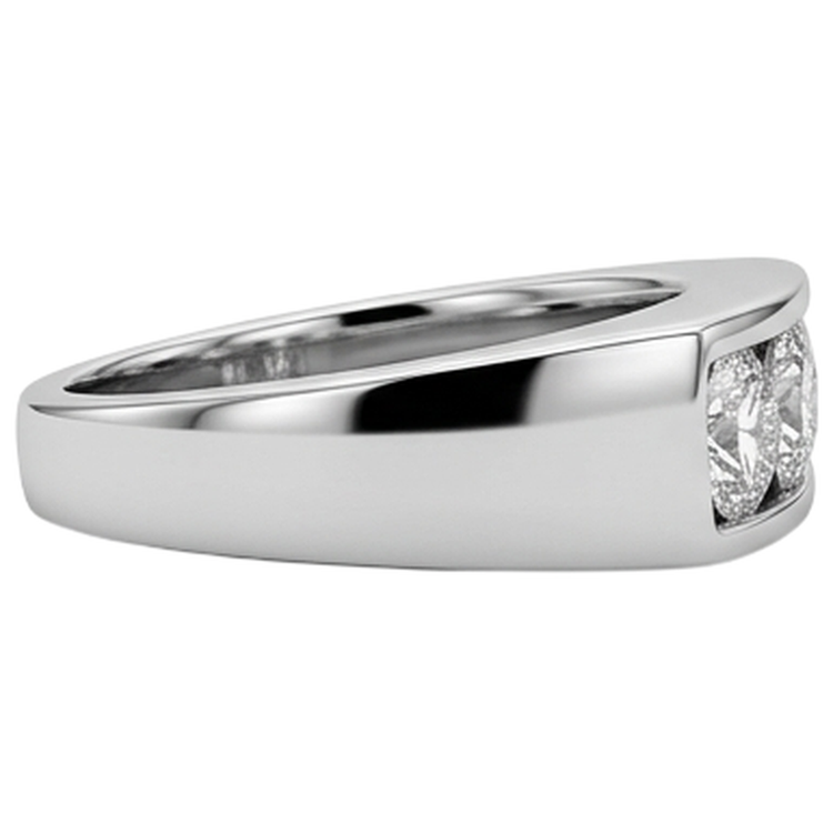 Bague de Fiançailles Homme 3 Pierres 2.25 Carats Sertie de Griffes Or Blanc 14K