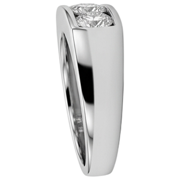 Bague de Fiançailles Homme 3 Pierres 2.25 Carats Sertie de Griffes Or Blanc 14K