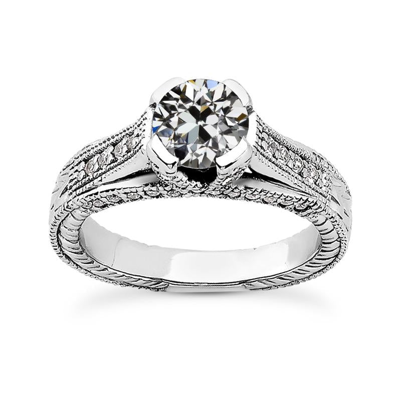 Bague de Fiançailles Naturel Diamant Taille Ancienne Style Antique 3.25 Carats