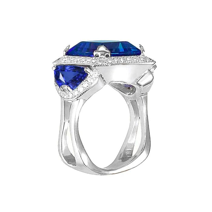 Bague de Fiançailles Or Saphir de Ceylan Diamants Ronds 6.01 Ct. - HarryChadEnt.FR