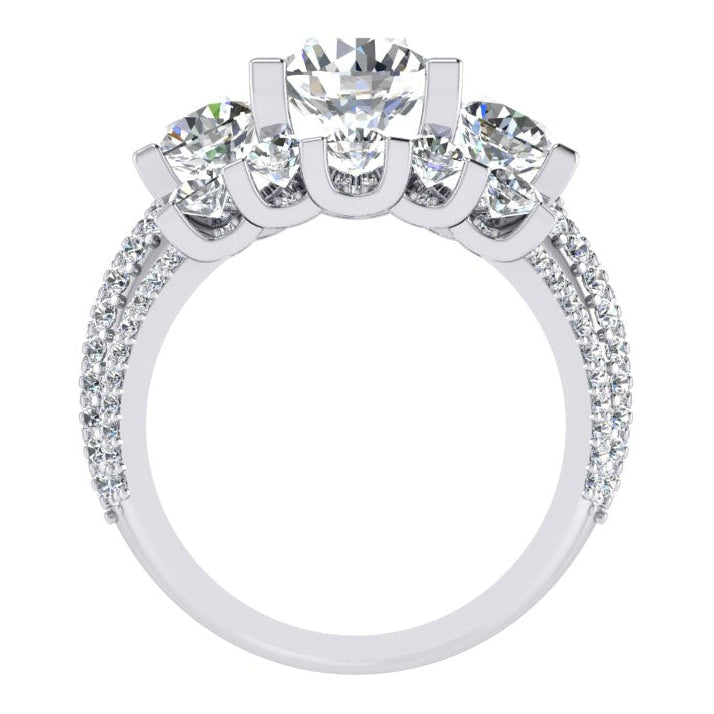 Bague de Fiançailles Pavé de Diamants 4.11 Carats Or Blanc 14K Nouveau