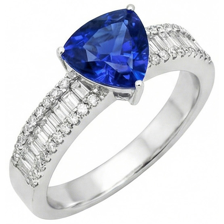 naturel trillion diamant 4carats bague vue de dessus