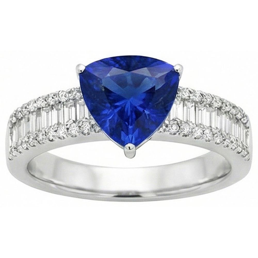 naturel trillion diamant 4carats bague angle de côté