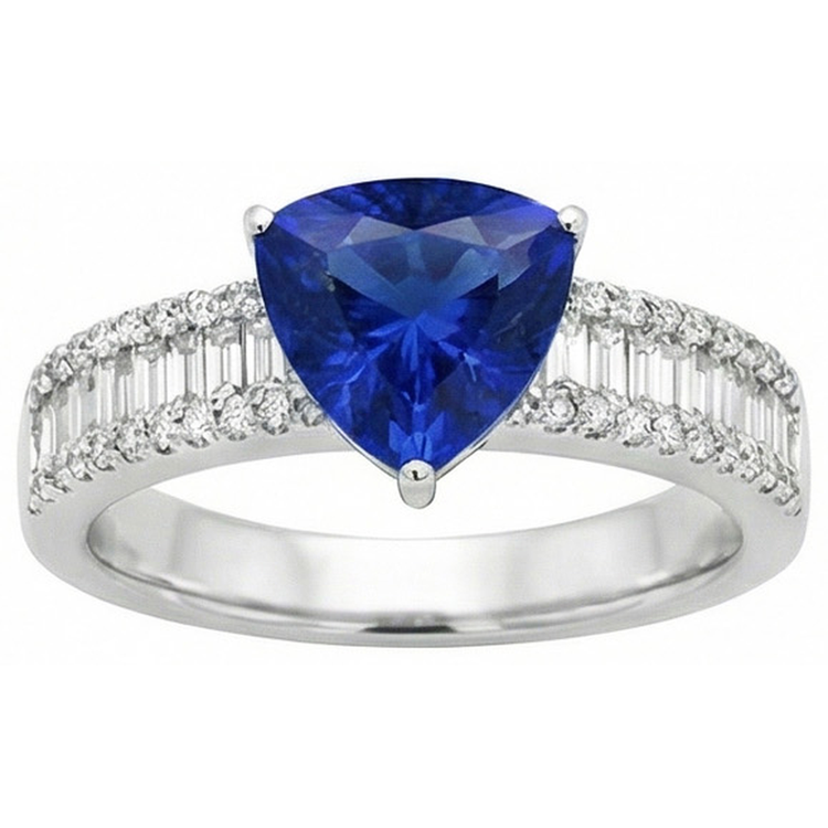 naturel trillion diamant 4carats bague angle de côté