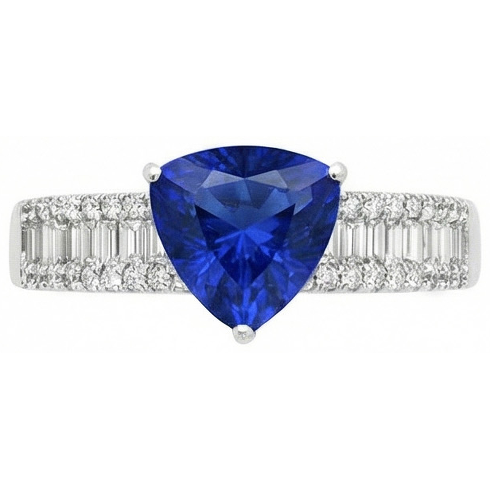 naturel trillion diamant 4carats bague détail rapproché