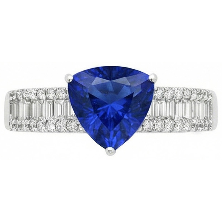 naturel trillion diamant 4carats bague détail rapproché