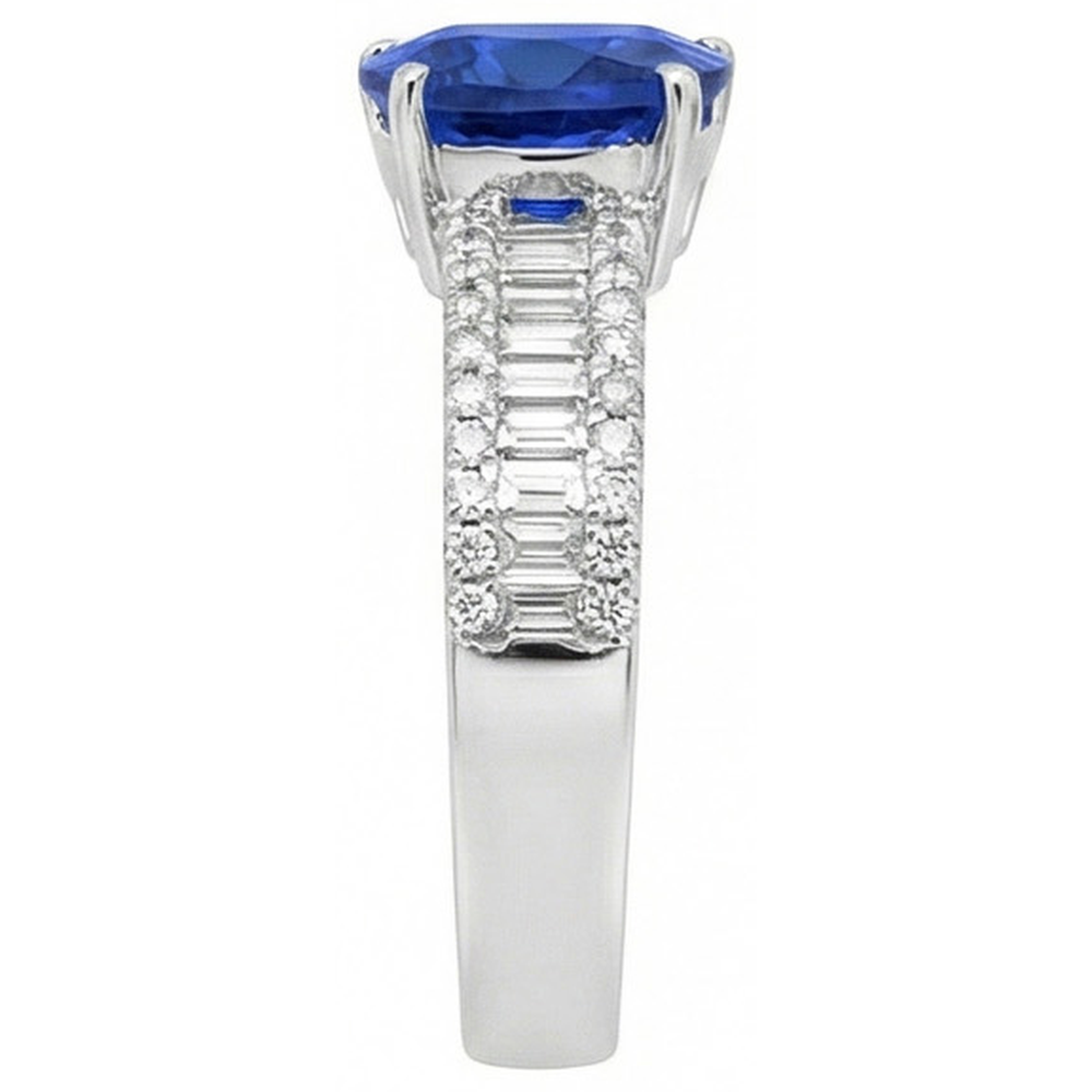 naturel trillion diamant 4carats bague vue de profil