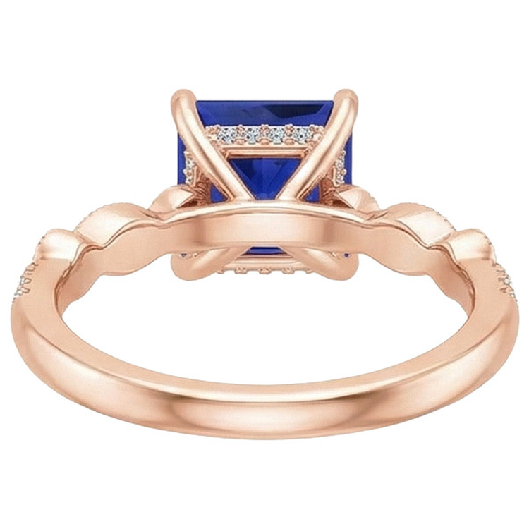 Bague de Fiançailles Princesse Saphir Sri Lanka et Diamants Naturels Extraits des Mines ( et non cultivés en laboratoire ) 5.25 Carats