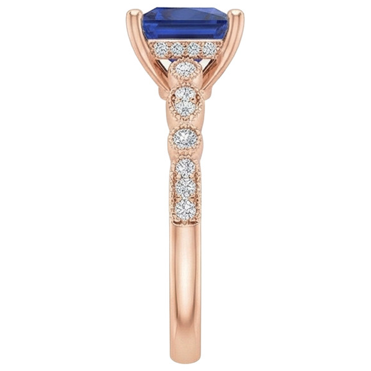 Bague de Fiançailles Princesse Saphir Sri Lanka et Diamants Naturels Extraits des Mines ( et non cultivés en laboratoire ) 5.25 Carats
