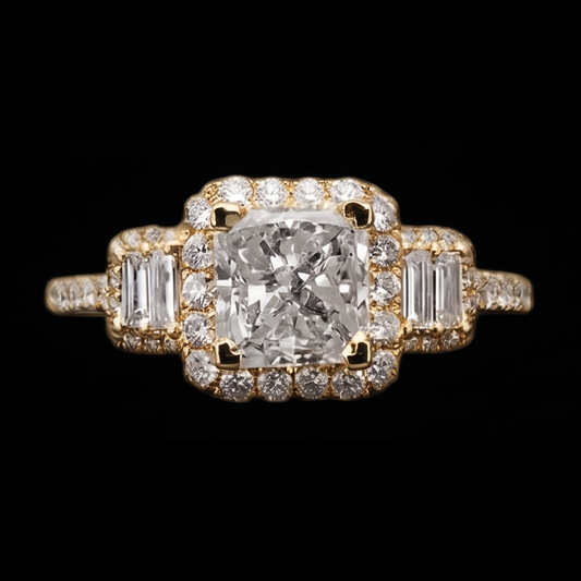 Bague de Fiançailles Radiant Cut 3 Carats Diamants Naturels Extraits des Mines ( et non cultivés en laboratoire ) Bague Fantaisie Or Blanc 14K