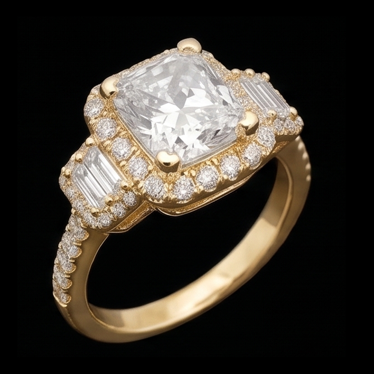 Bague de Fiançailles Radiant Cut 3 Carats Diamants Naturels Extraits des Mines ( et non cultivés en laboratoire ) Bague Fantaisie Or Blanc 14K