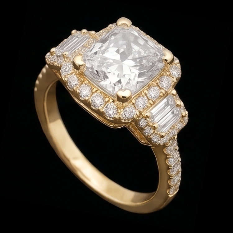 Bague de Fiançailles Radiant Cut 3 Carats Diamants Naturels Extraits des Mines ( et non cultivés en laboratoire ) Bague Fantaisie Or Blanc 14K