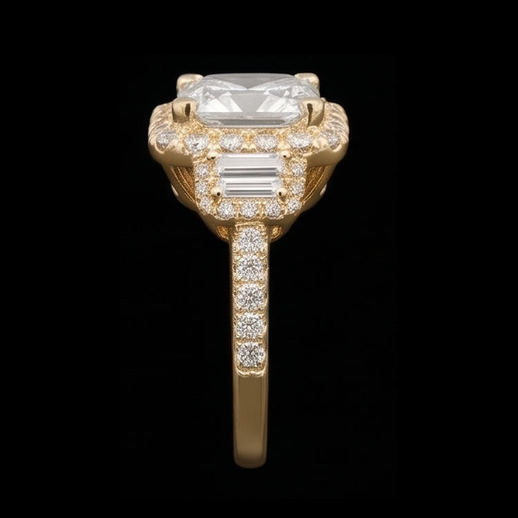 Bague de Fiançailles Radiant Cut 3 Carats Diamants Naturels Extraits des Mines ( et non cultivés en laboratoire ) Bague Fantaisie Or Blanc 14K