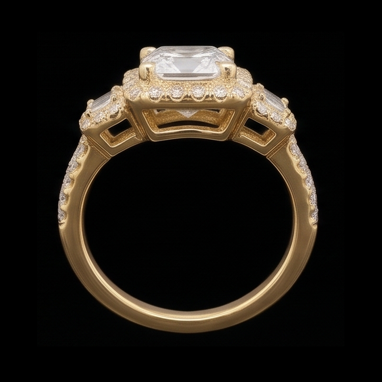 Bague de Fiançailles Radiant Cut 3 Carats Diamants Naturels Extraits des Mines ( et non cultivés en laboratoire ) Bague Fantaisie Or Blanc 14K