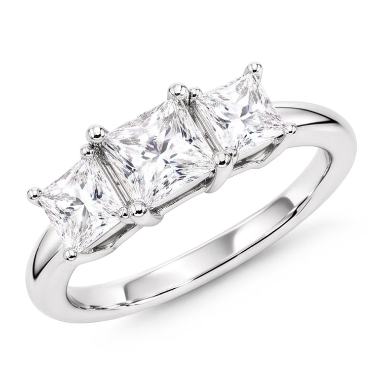 Bague de Fiançailles Réel Diamant Naturels Extraits des Mines ( et non cultivés en laboratoire ) Trois Pierres 3.50 Carats Or Blanc 14K Nouveau