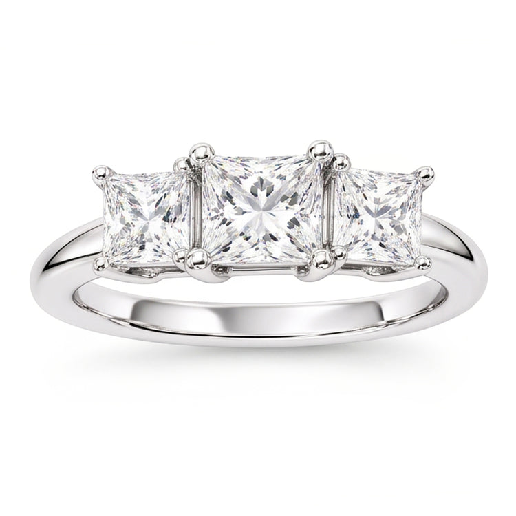 Bague de Fiançailles Réel Diamant Naturels Extraits des Mines ( et non cultivés en laboratoire ) Trois Pierres 3.50 Carats Or Blanc 14K Nouveau