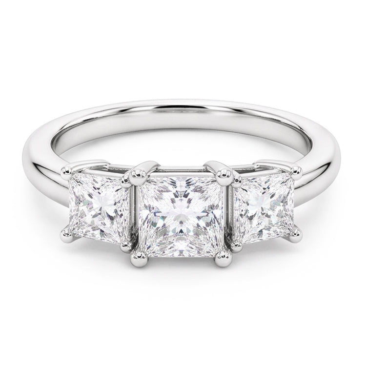 Bague de Fiançailles Réel Diamant Naturels Extraits des Mines ( et non cultivés en laboratoire ) Trois Pierres 3.50 Carats Or Blanc 14K Nouveau