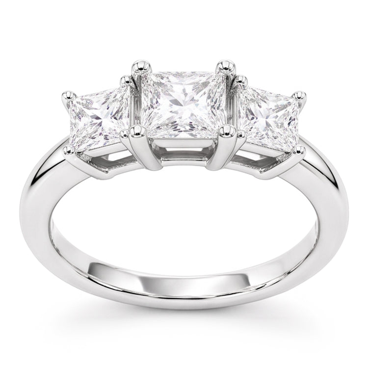 Bague de Fiançailles Réel Diamant Naturels Extraits des Mines ( et non cultivés en laboratoire ) Trois Pierres 3.50 Carats Or Blanc 14K Nouveau