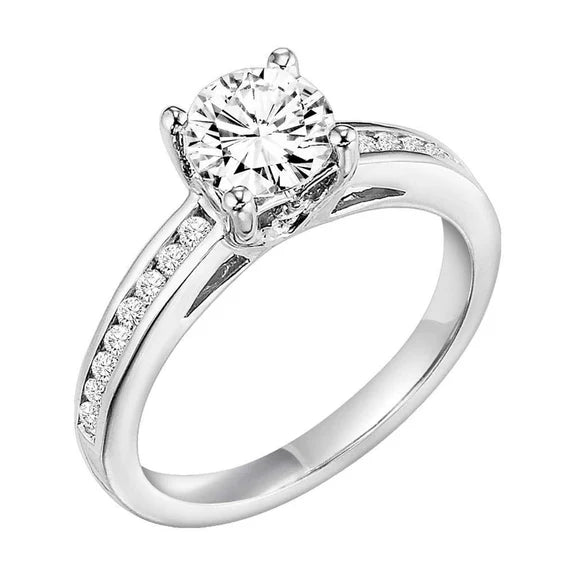 Bague de Fiançailles Réel Diamant Or Blanc Joaillerie 1.30 Carats