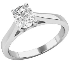 Bague de Fiançailles Réel Diamant Ovale Solitaire 1 Ct 4 Griffes Bijoux