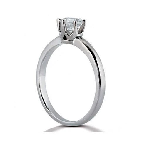 Bague de Fiançailles Réel Diamant Rond 1 Carat Or Blanc 14K