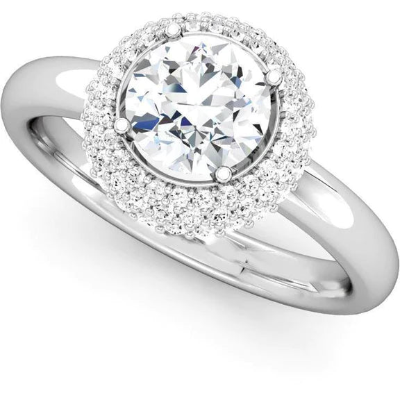 Bague de Fiançailles Réel Diamant Rond 3 Carats Or Blanc
