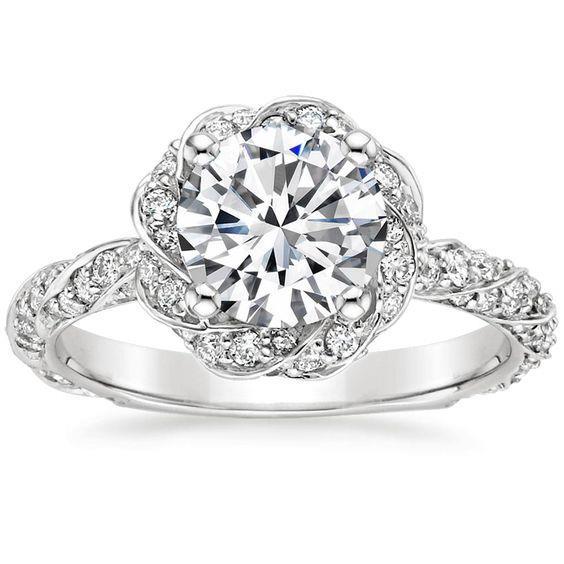 Bague de Fiançailles Réel Diamant Rond Scintillant 6.00 Carats Or Blanc 14K