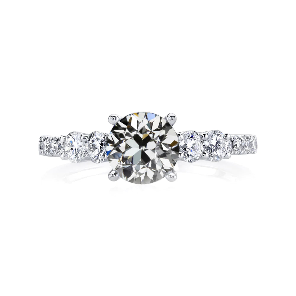 Bague de Fiançailles Réel Diamant Rond ancienne mine Cut Or Blanc 5 Carats