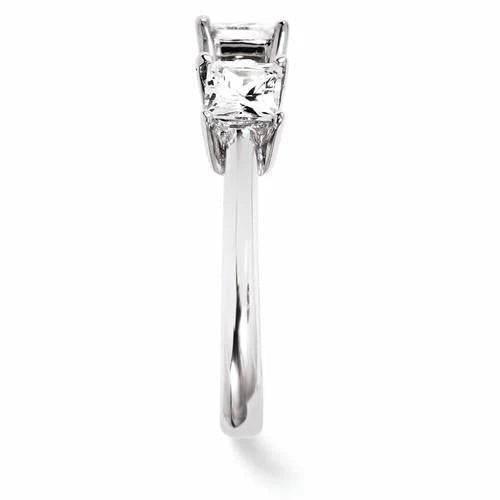 Bague de Fiançailles Réel Diamant Trois Pierres 3.50 Carats Or Blanc 14K Nouveau
