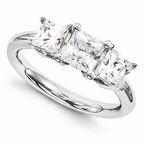 Bague de Fiançailles Réel Diamant Trois Pierres 3.50 Carats Or Blanc 14K Nouveau