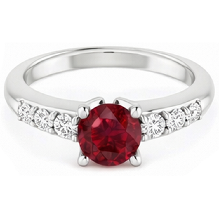 naturel round rubis 1.50carats bague vue de face