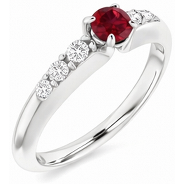 naturel round rubis 1.50carats bague angle de côté