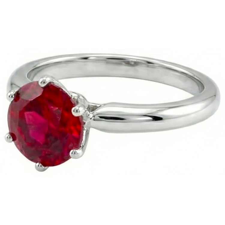 Bague de Fiançailles Rubis Rouge Rond 1 Carat Pierre Précieuse Solitaire