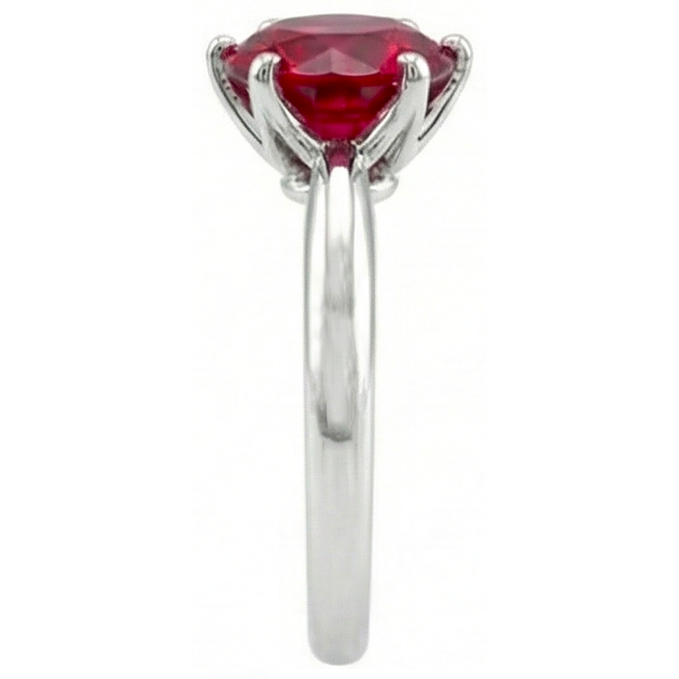Bague de Fiançailles Rubis Rouge Rond 1 Carat Pierre Précieuse Solitaire