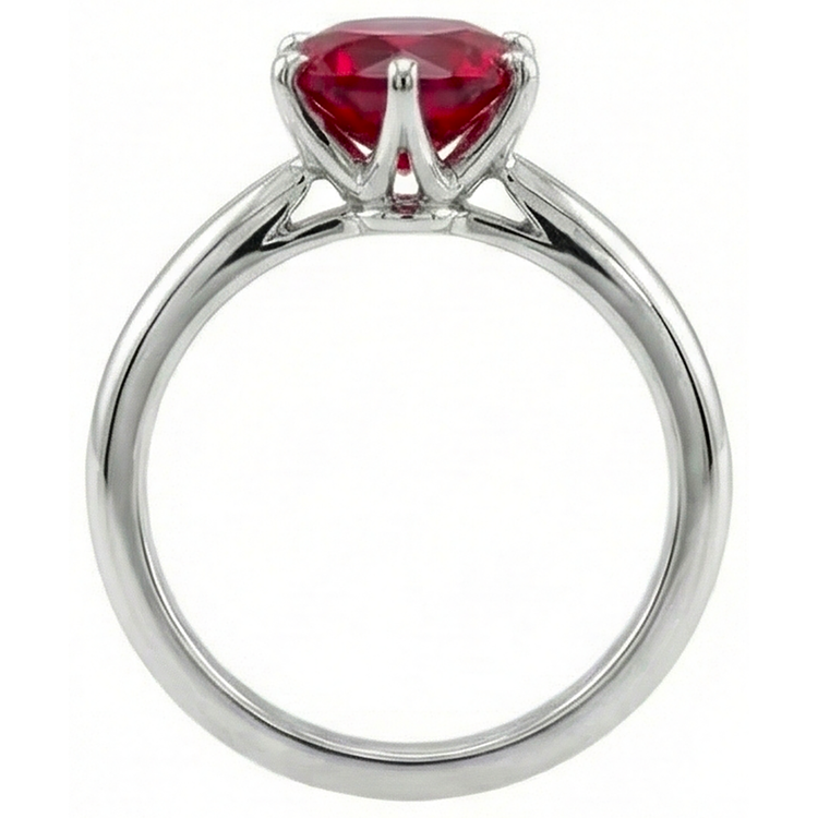 Bague de Fiançailles Rubis Rouge Rond 1 Carat Pierre Précieuse Solitaire