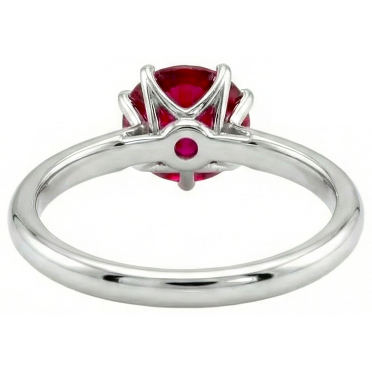 Bague de Fiançailles Rubis Rouge Rond 1 Carat Pierre Précieuse Solitaire