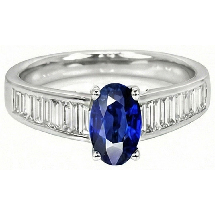 naturel baguette diamant 8carats bague vue de face