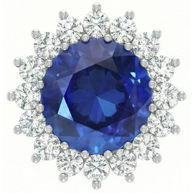 Bague de Fiançailles Saphir 9 Carats et Diamants Naturels Extraits des Mines ( et non cultivés en laboratoire )