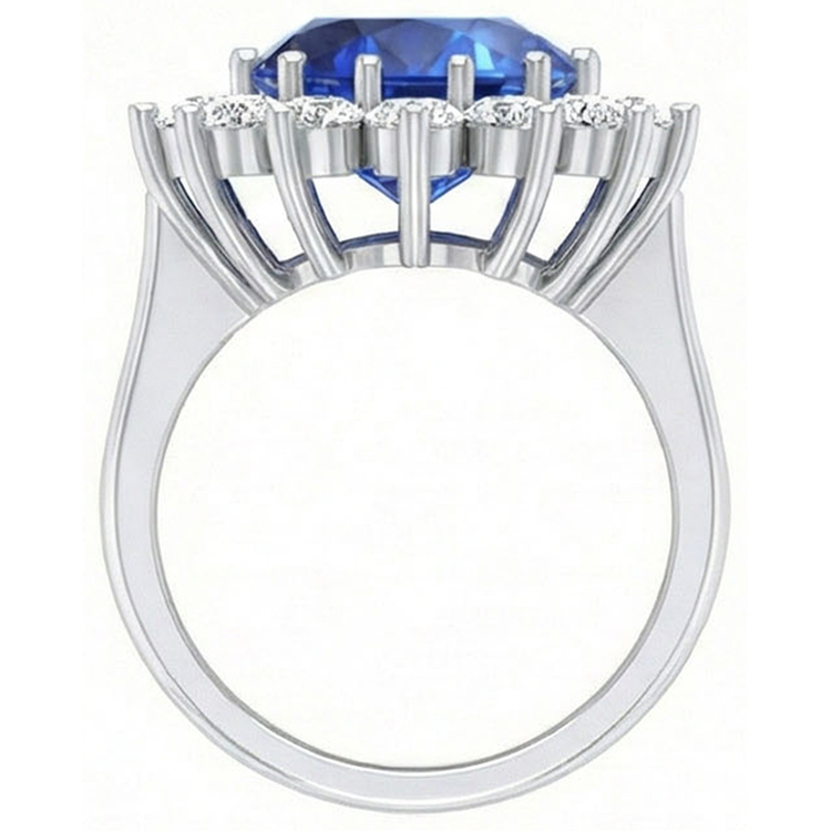 Bague de Fiançailles Saphir 9 Carats et Diamants Naturels Extraits des Mines ( et non cultivés en laboratoire )