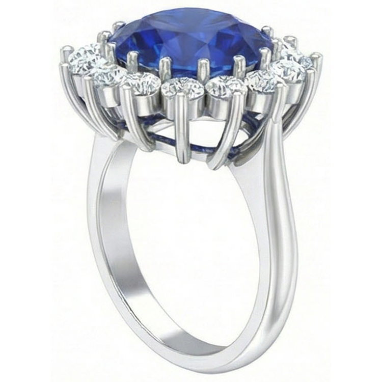 Bague de Fiançailles Saphir 9 Carats et Diamants Naturels Extraits des Mines ( et non cultivés en laboratoire )