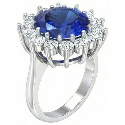 Bague de Fiançailles Saphir 9 Carats et Diamants Naturels Extraits des Mines ( et non cultivés en laboratoire )