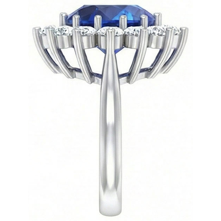 Bague de Fiançailles Saphir 9 Carats et Diamants Naturels Extraits des Mines ( et non cultivés en laboratoire )