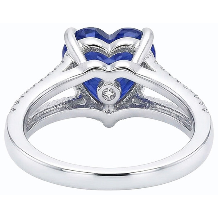 Bague de Fiançailles Saphir Bleu Coeur Naturel