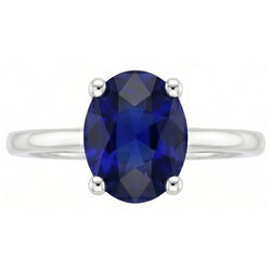 Bague de Fiançailles Saphir Bleu Foncé Ovale