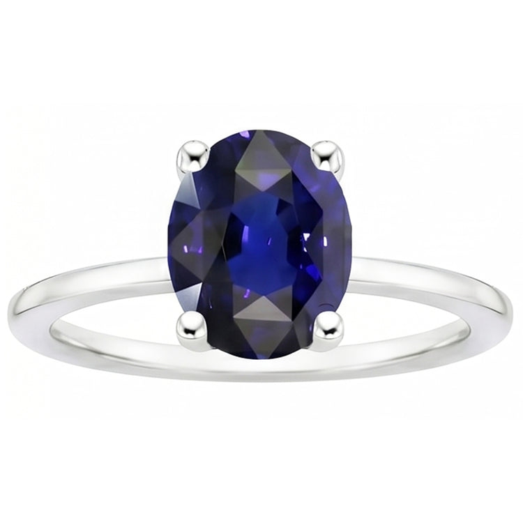 Bague de Fiançailles Saphir Bleu Foncé Ovale